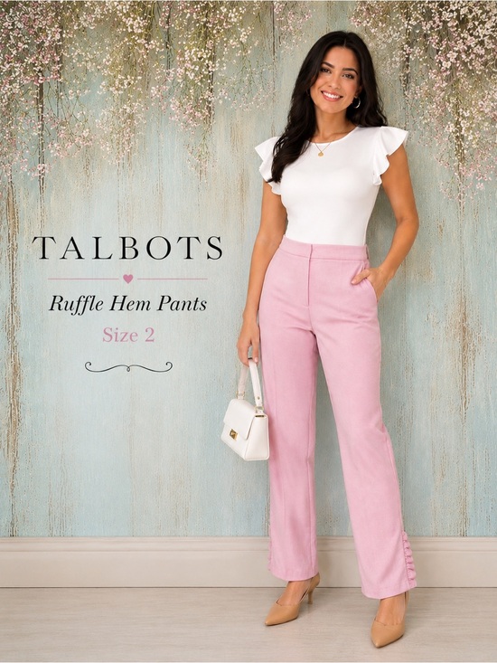 Talbots Pants - Talbots Blush Pink Ruffle Hem Ankle Pants Size 2 Stretch Cotton Career Casual
